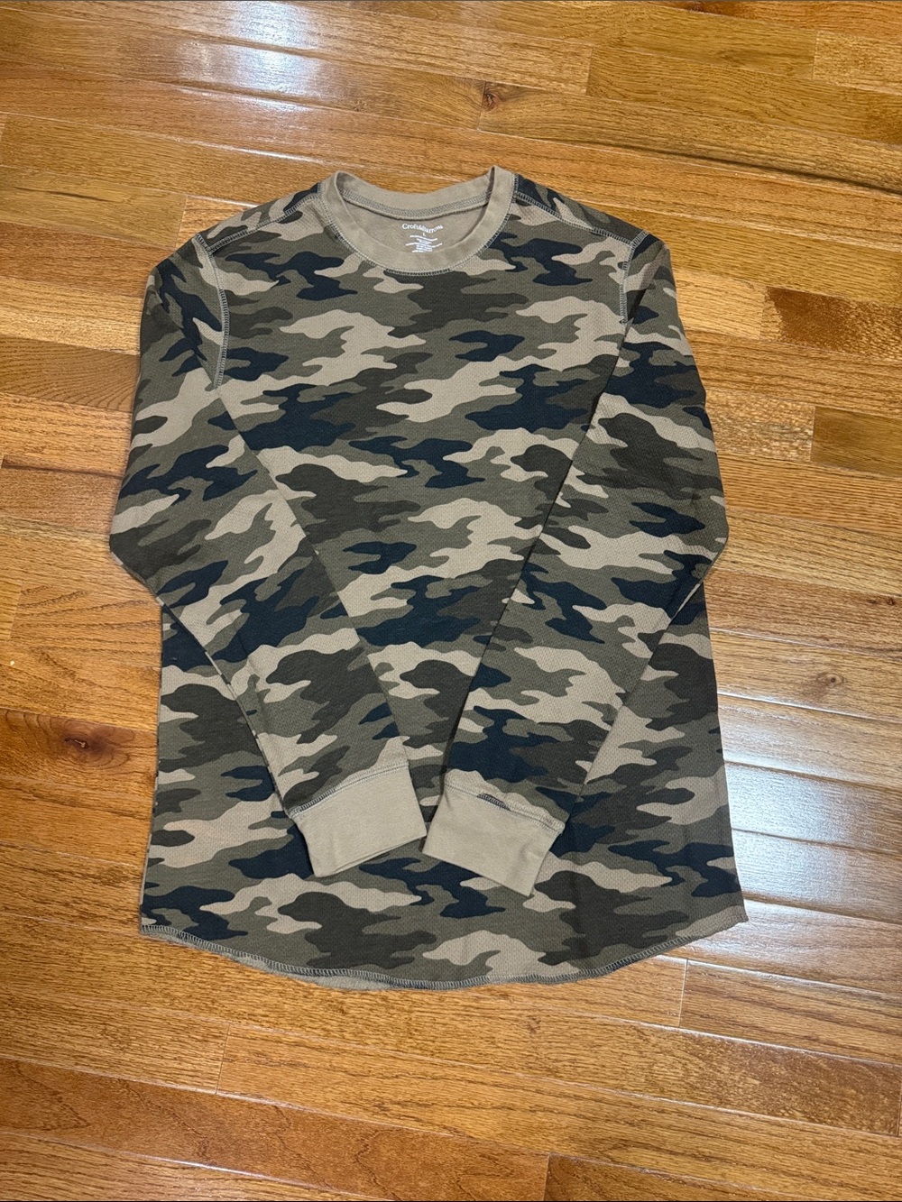 croft & barrow Olive Green Camo Waffle Long Sleeve